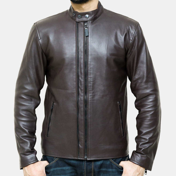 Deosai Brown Biker Leather Jacket