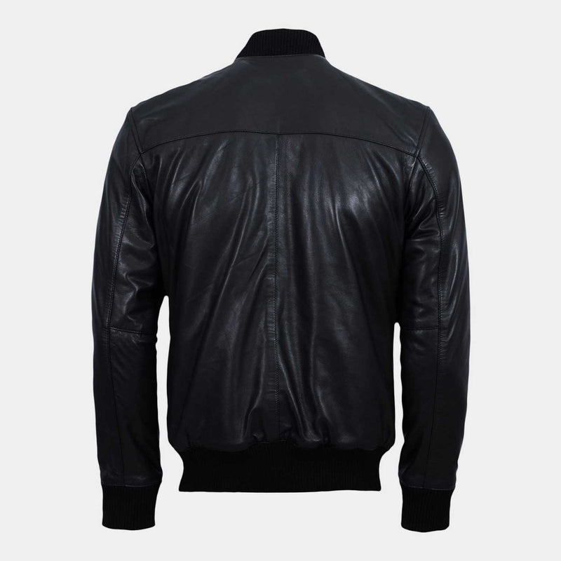 K2 Black Leather Bomber Jacket