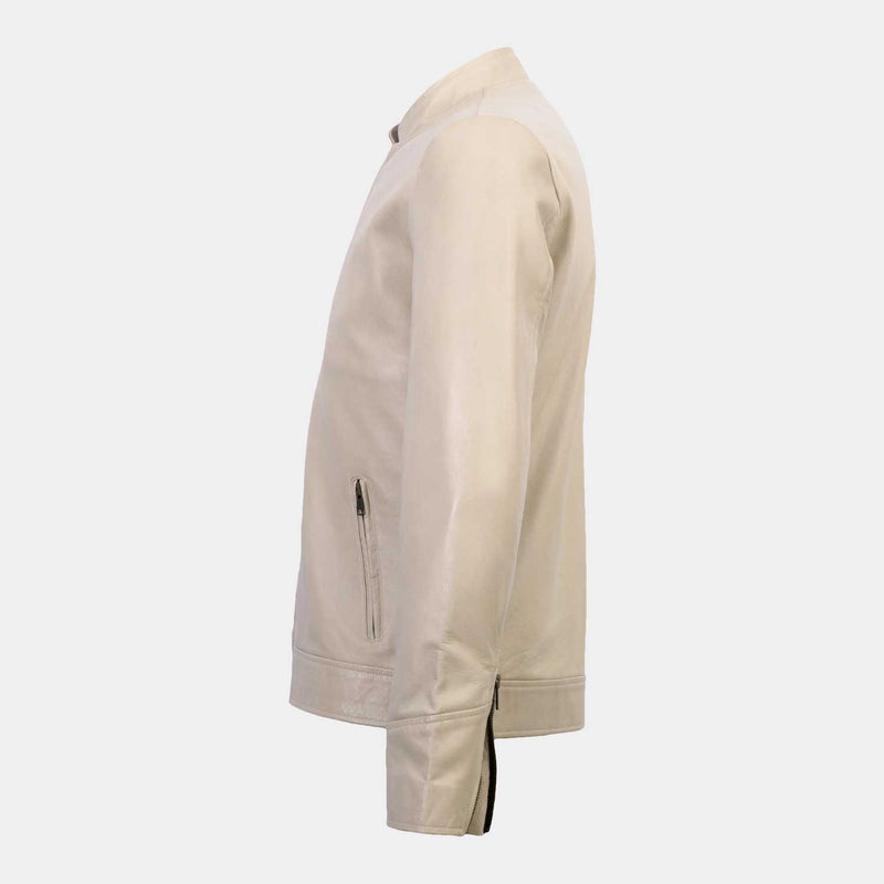 Baltoro Men's Beige Leather Jacket